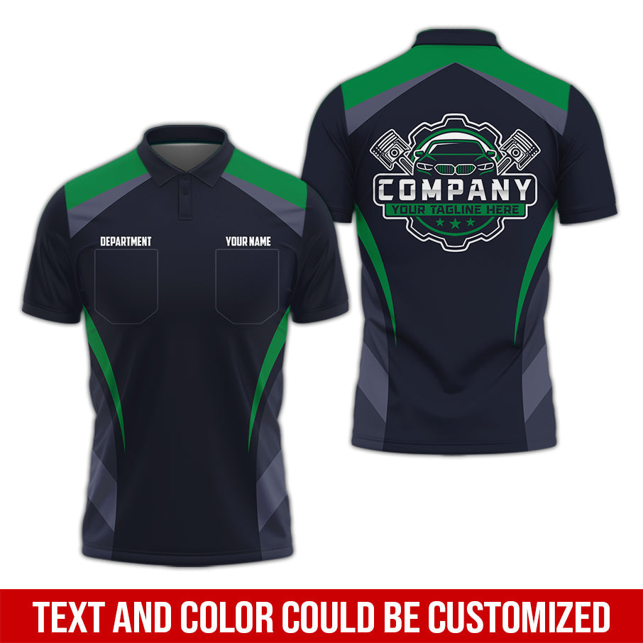 Blisscorners Custom Name Mechanic Shirt, Unisex Green Crew Shirt for Automotive Workers, Perfect Gift for Him, 3D Printed Pocket Shirt