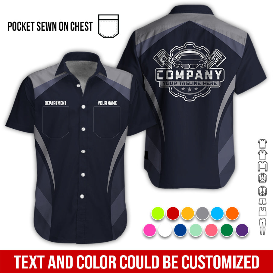 Blisscorners Custom Name Mechanic Shirt, Unisex Grey Crew Shirt for Automotive Workers, Perfect Gift for Him, Size S to 5XL