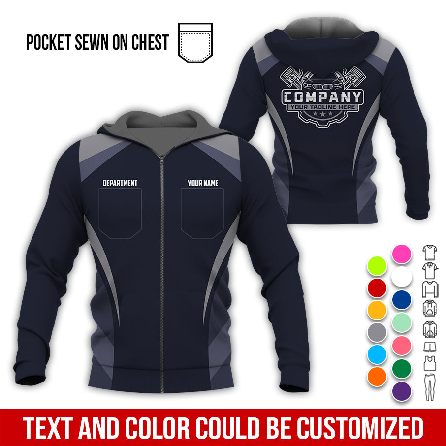 Blisscorners Custom Name Mechanic Shirt, Unisex Grey Crew Shirt for Automotive Workers, Perfect Gift for Him, Size S to 5XL