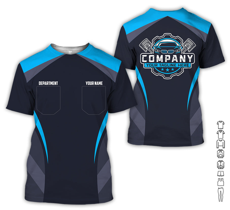 Blisscorners Custom Name Mechanic Shirt, Unisex Blue Crew Shirt for Automotive Workers, Perfect Gift for Him, Size S to 5XL