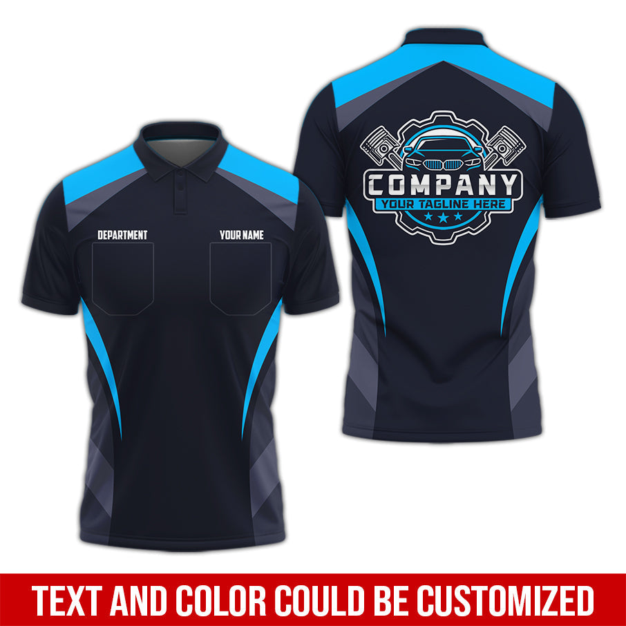 Blisscorners Custom Name Mechanic Shirt, Unisex Blue Crew Shirt for Automotive Workers, Perfect Gift for Him, Size S to 5XL
