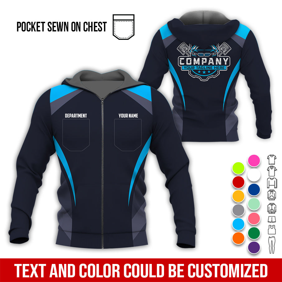 Blisscorners Custom Name Mechanic Shirt, Unisex Blue Crew Shirt for Automotive Workers, Perfect Gift for Him, Size S to 5XL