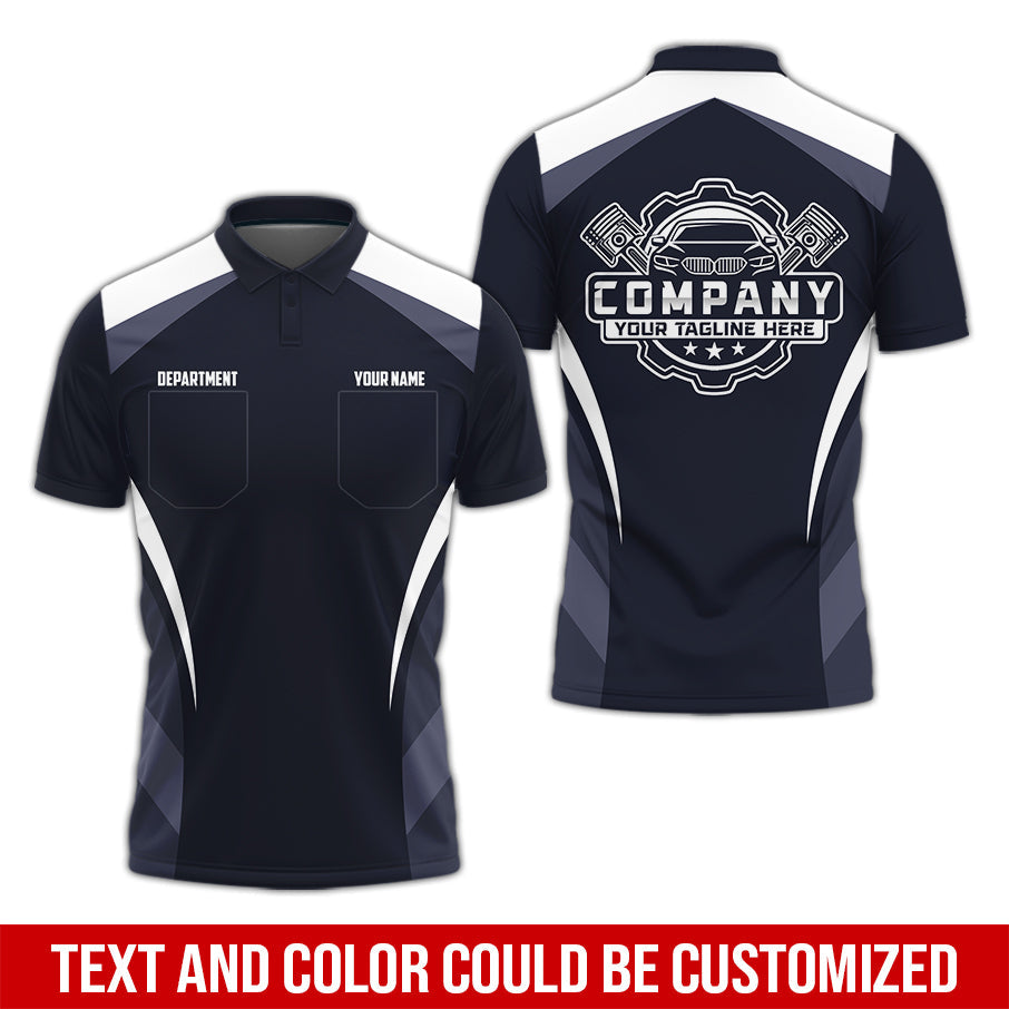 Blisscorners Custom Name Mechanic Shirt, Unisex White Crew Shirt for Automotive Workers, Perfect Gift for Him, 3D Printed Pocket Shirt