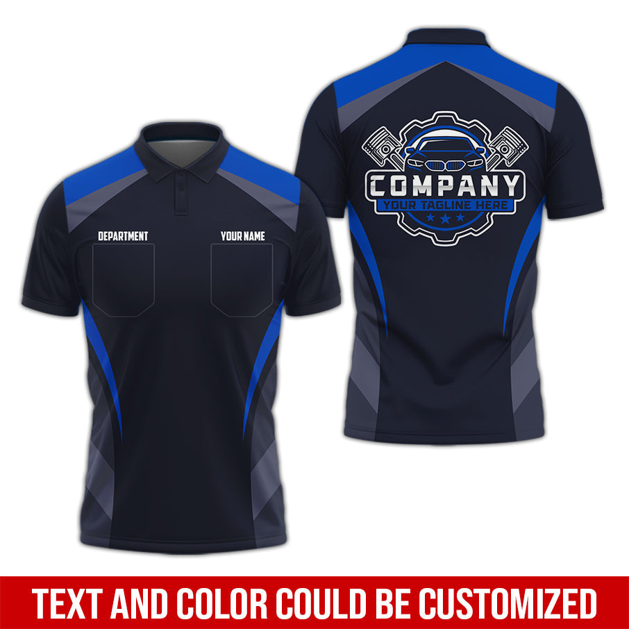 Blisscorners Custom Name Mechanic Shirt, Unisex Navy Crew Shirt for Automotive Workers, Perfect Gift for Him, 3D Printed Pocket Shirt