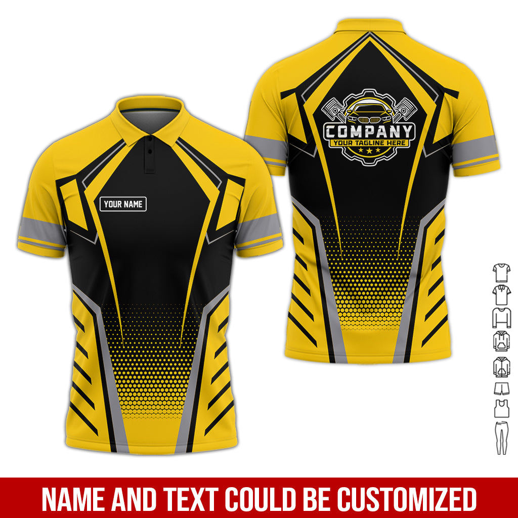 Blisscorners Personalized Garage Uniform in Classic Yellow, Mechanic Work Shirt for Men and Women, Perfect for Birthday or Husband, or Boyfriend