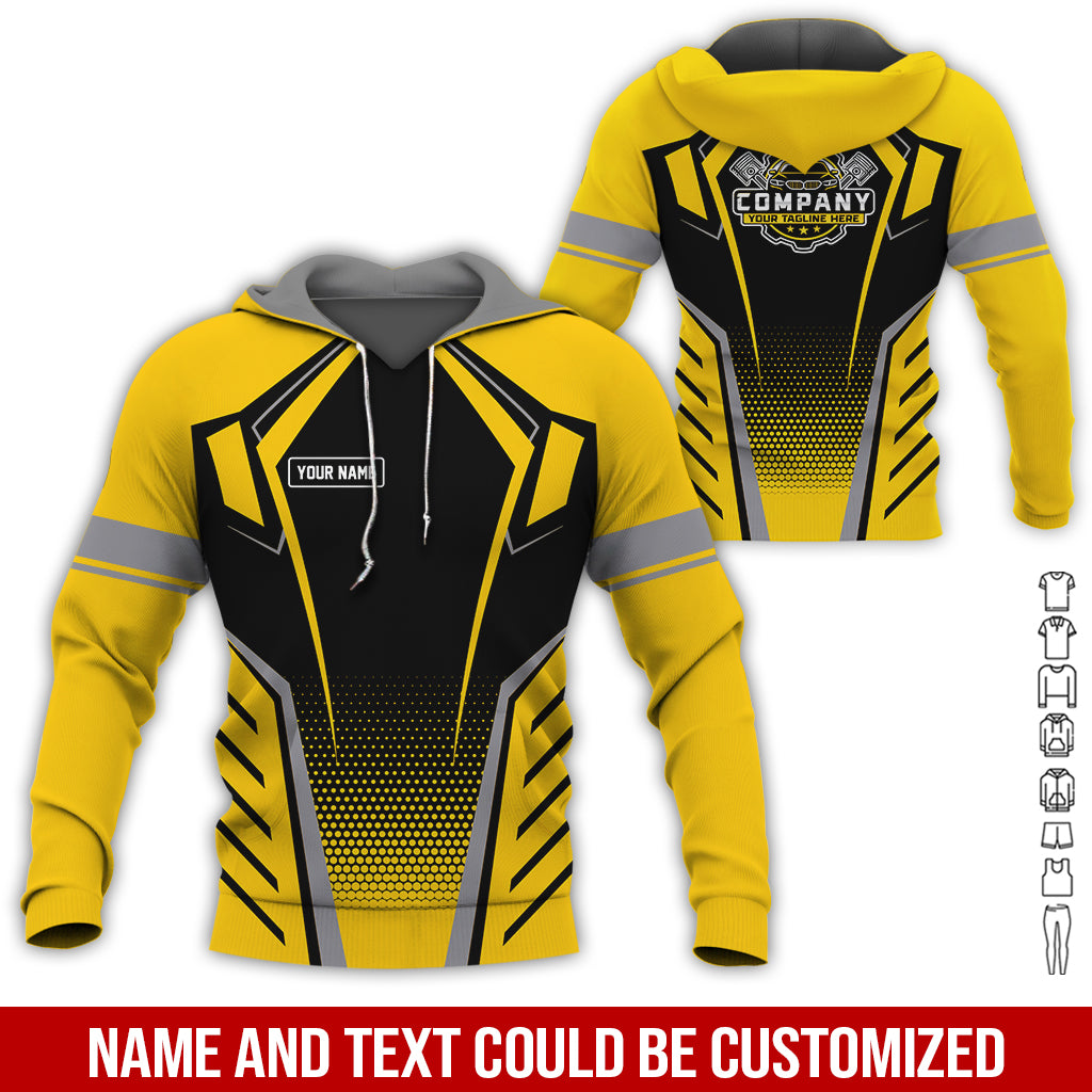 Blisscorners Personalized Garage Uniform in Classic Yellow, Mechanic Work Shirt for Men and Women, Perfect for Birthday or Husband, or Boyfriend