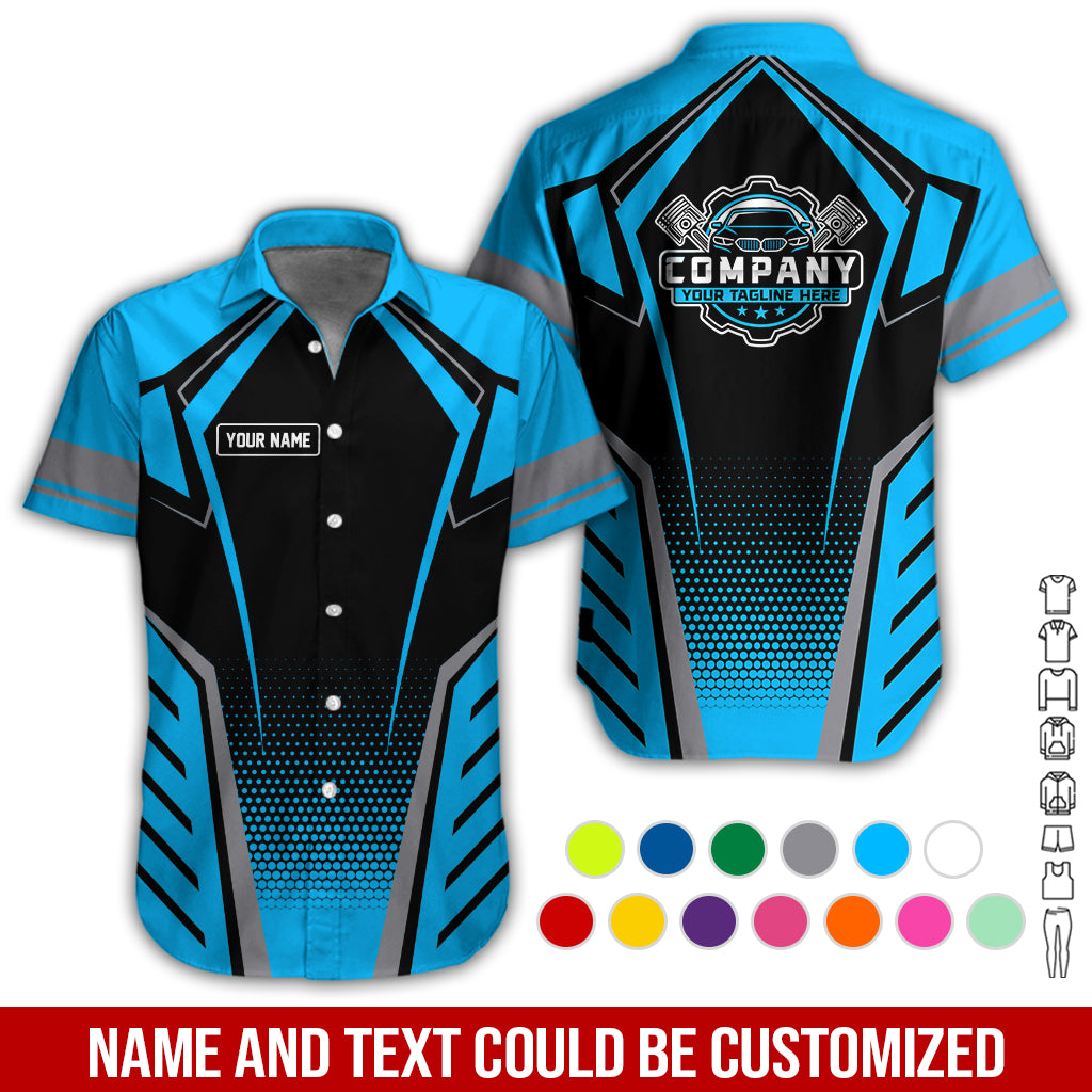 Blisscorners Personalized Garage Uniform in Classic Blue, Mechanic Work Shirt for Men and Women, Perfect for Birthday or Husband, or Boyfriend