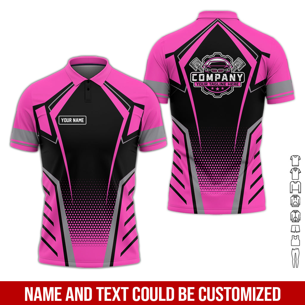 Blisscorners Personalized Garage Uniform in Classic Pink, Mechanic Work Shirt for Men and Women, Perfect for Birthday or Husband, or Boyfriend