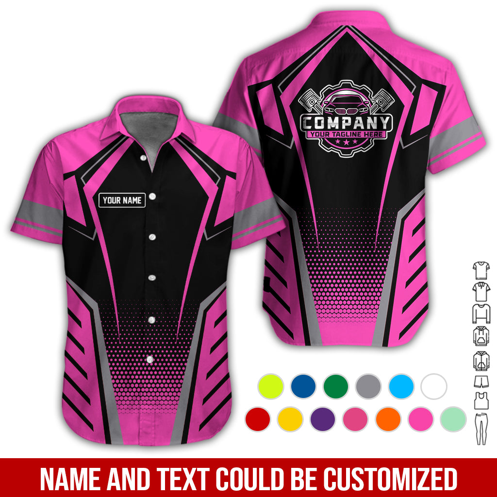 Blisscorners Personalized Garage Uniform in Classic Pink, Mechanic Work Shirt for Men and Women, Perfect for Birthday or Husband, or Boyfriend