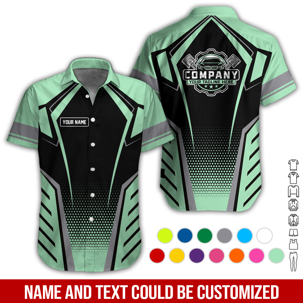 Blisscorners Personalized Garage Uniform in Classic Seafoam, Mechanic Work Shirt for Men and Women, Perfect for Birthday or Husband, or Boyfriend
