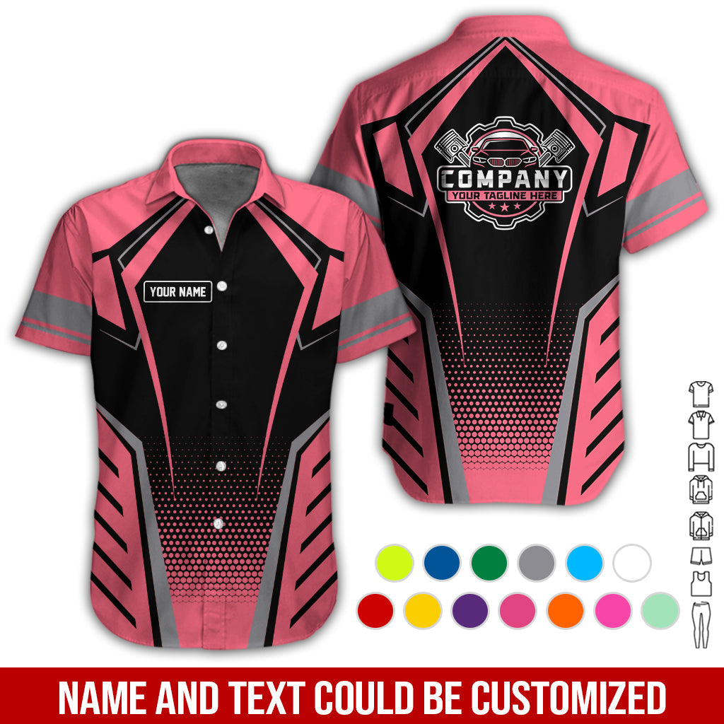 Blisscorners Personalized Garage Uniform in Classic Neon Pink, Mechanic Work Shirt for Men and Women, Perfect for Birthday or Husband, or Boyfriend