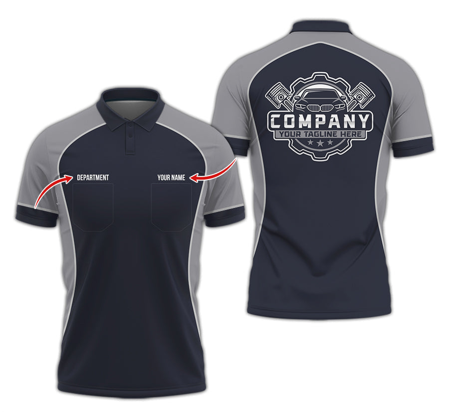 Blisscorners Custom Name Mechanic Shirt for Men, Personalized Garage Workwear Print, Great Gift for Auto Techs, Grey Mechanic T-Shirt