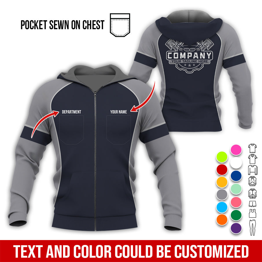 Blisscorners Custom Name Mechanic Shirt for Men, Personalized Garage Workwear Print, Great Gift for Auto Techs, Grey Mechanic T-Shirt
