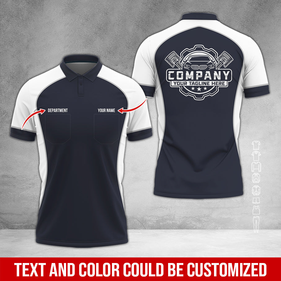 Blisscorners Custom Name Mechanic Shirt for Men, Personalized Garage Workwear Print, Great Gift for Auto Techs, White Mechanic T-Shirt