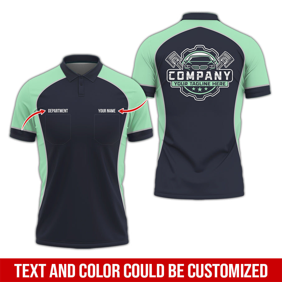 Blisscorners Custom Name Mechanic Shirt for Men, Personalized Garage Workwear Print, Great Gift for Auto Techs, Seafoam Mechanic T-Shirt