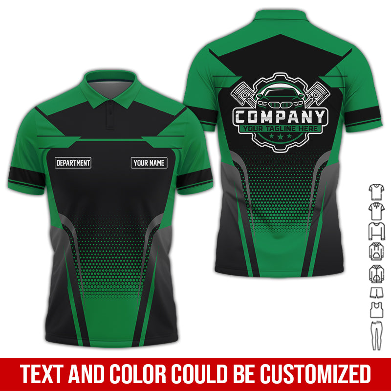 Blisscorners Personalized Name Mechanic Shirt, Mechanic Shirt in Green, Gift Idea for Auto Technicians, Best Custom Mechanic Shirt