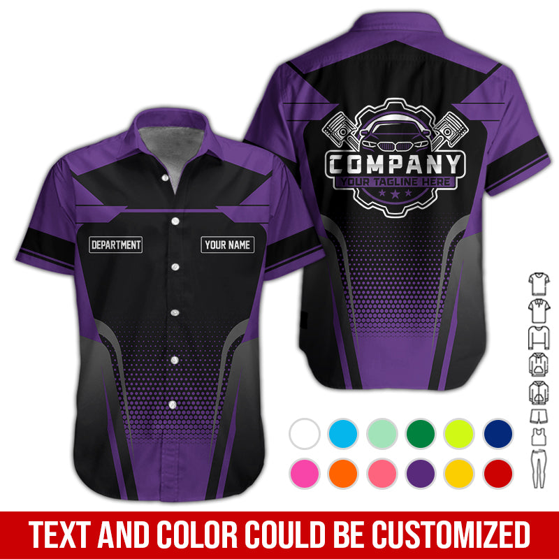 Blisscorners Personalized Name Mechanic Shirt, Mechanic Shirt in Purple, Gift Idea for Auto Technicians, Best Custom Mechanic Shirt
