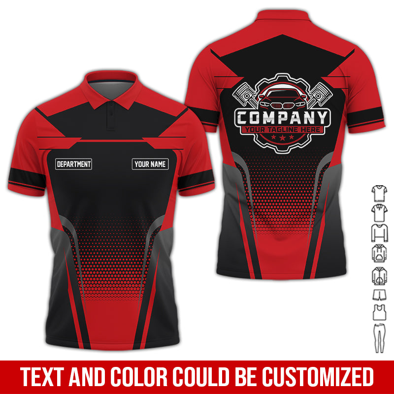 Blisscorners Personalized Name Mechanic Shirt, Mechanic Shirt in Red, Gift Idea for Auto Technicians, Best Custom Mechanic Shirt