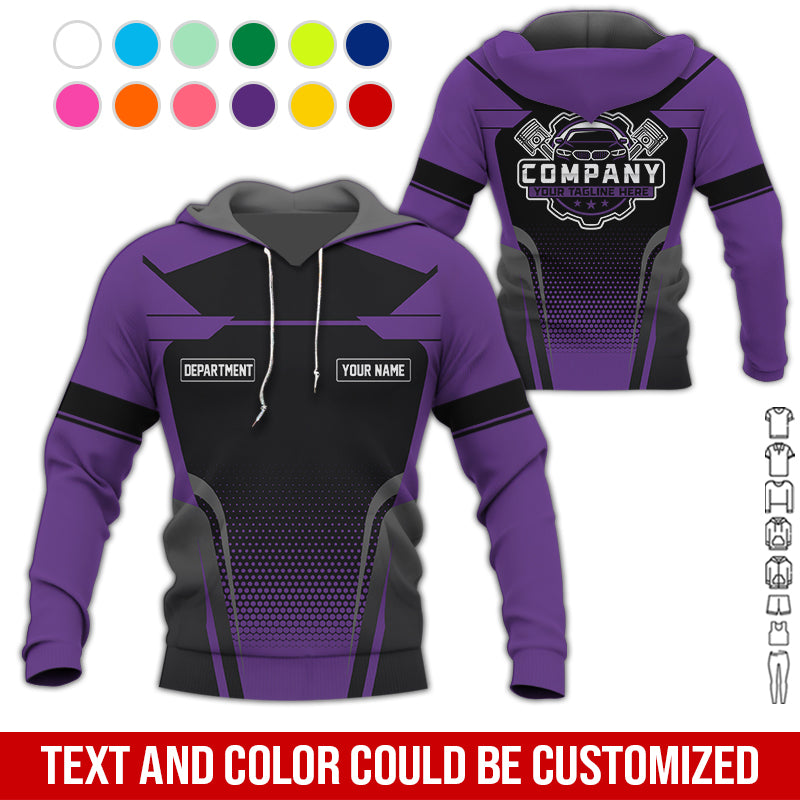 Blisscorners Personalized Name Mechanic Shirt, Mechanic Shirt in Purple, Gift Idea for Auto Technicians, Best Custom Mechanic Shirt