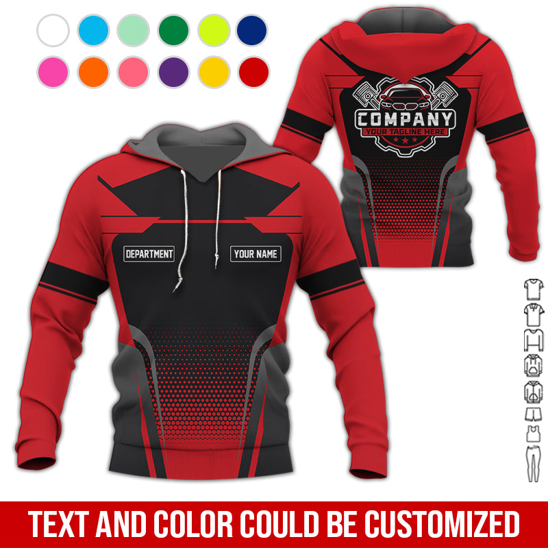 Blisscorners Personalized Name Mechanic Shirt, Mechanic Shirt in Red, Gift Idea for Auto Technicians, Best Custom Mechanic Shirt