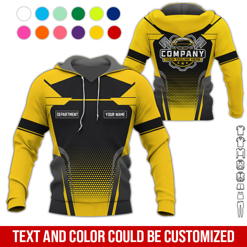 Blisscorners Personalized Name Mechanic Shirt, Mechanic Shirt in Yellow, Gift Idea for Auto Technicians, Best Custom Mechanic Shirt