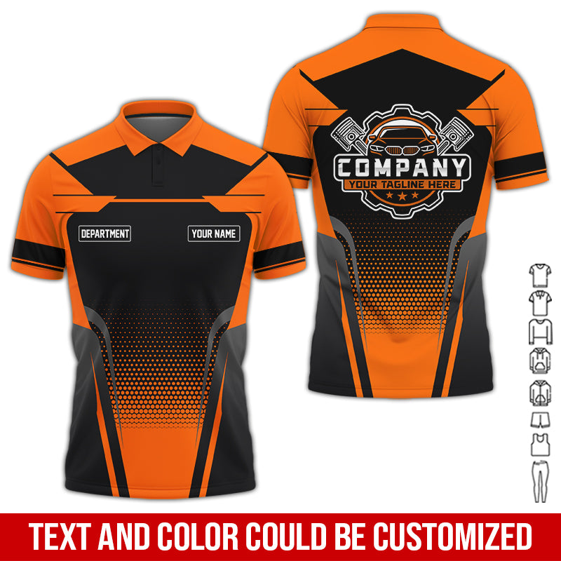Blisscorners Personalized Name Mechanic Shirt, Mechanic Shirt in Orange, Gift Idea for Auto Technicians, Best Custom Mechanic Shirt