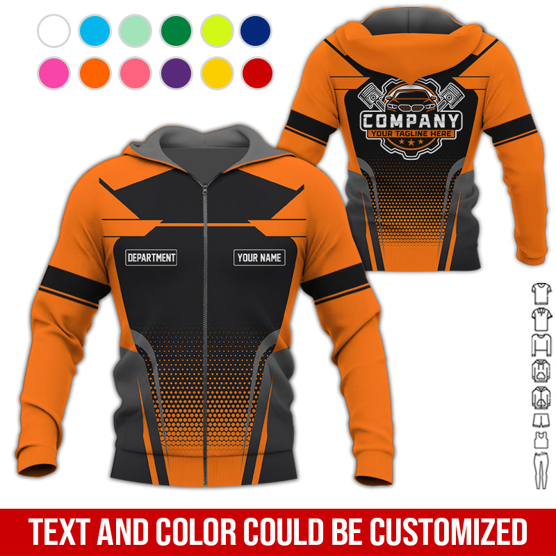 Blisscorners Personalized Name Mechanic Shirt, Mechanic Shirt in Orange, Gift Idea for Auto Technicians, Best Custom Mechanic Shirt