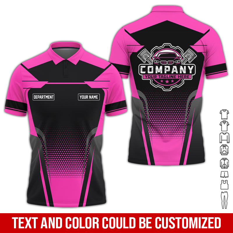 Blisscorners Personalized Name Mechanic Shirt, Mechanic Shirt in Pink, Gift Idea for Auto Technicians, Best Custom Mechanic Shirt