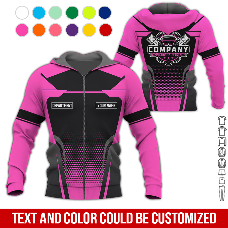 Blisscorners Personalized Name Mechanic Shirt, Mechanic Shirt in Pink, Gift Idea for Auto Technicians, Best Custom Mechanic Shirt
