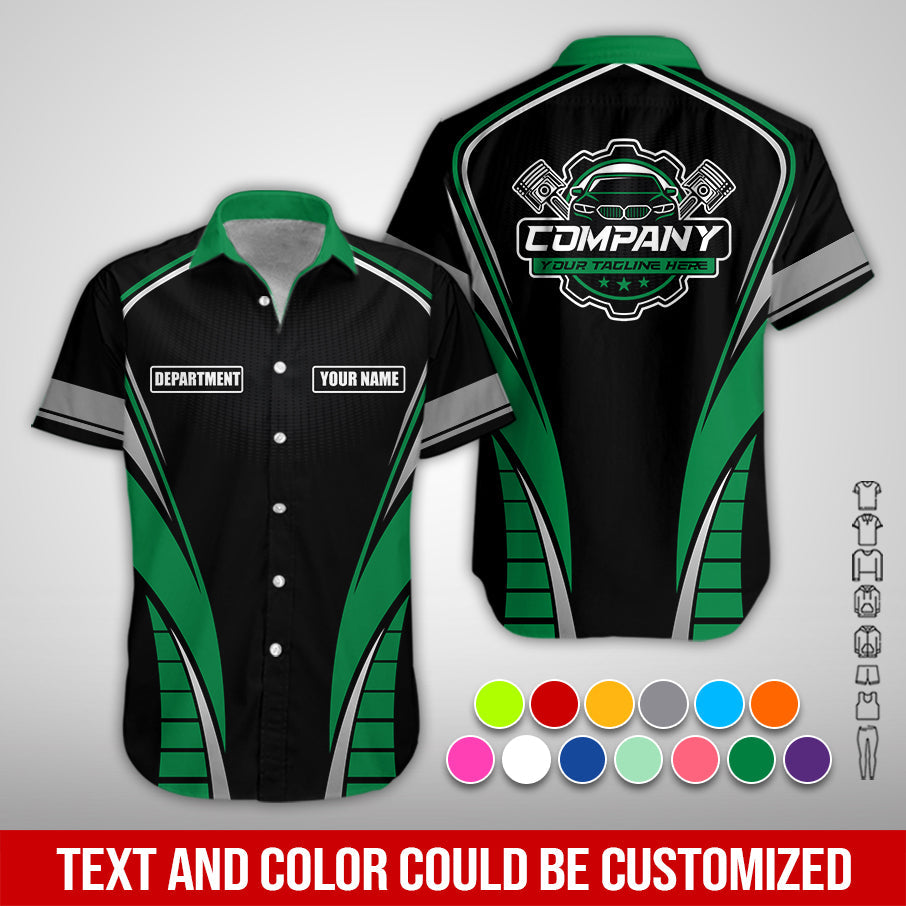 Blisscorners Personalized Mechanic 3D Print Shirt, Green Mechanic Work Shirt, Gift Idea for Auto Technicians, Comfortable Fit for Men and Women