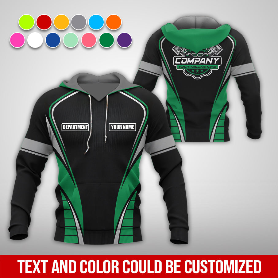 Blisscorners Personalized Mechanic 3D Print Shirt, Green Mechanic Work Shirt, Gift Idea for Auto Technicians, Comfortable Fit for Men and Women