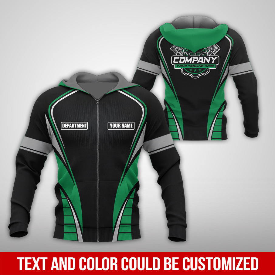 Blisscorners Personalized Mechanic 3D Print Shirt, Green Mechanic Work Shirt, Gift Idea for Auto Technicians, Comfortable Fit for Men and Women