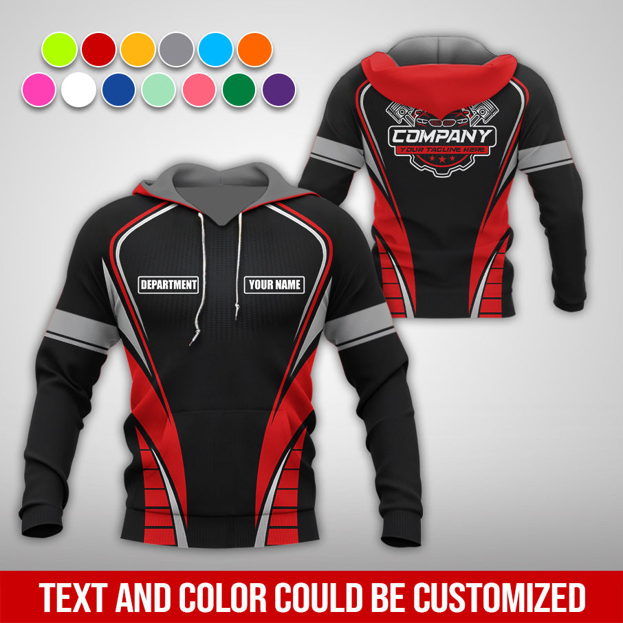 Blisscorners Personalized Mechanic 3D Print Shirt, Red Mechanic Work Shirt, Gift Idea for Auto Technicians, Comfortable Fit for Men and Women