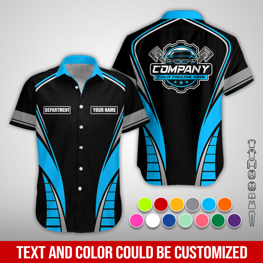Blisscorners Personalized Mechanic 3D Print Shirt, Blue Mechanic Work Shirt, Gift Idea for Auto Technicians, Comfortable Fit for Men and Women