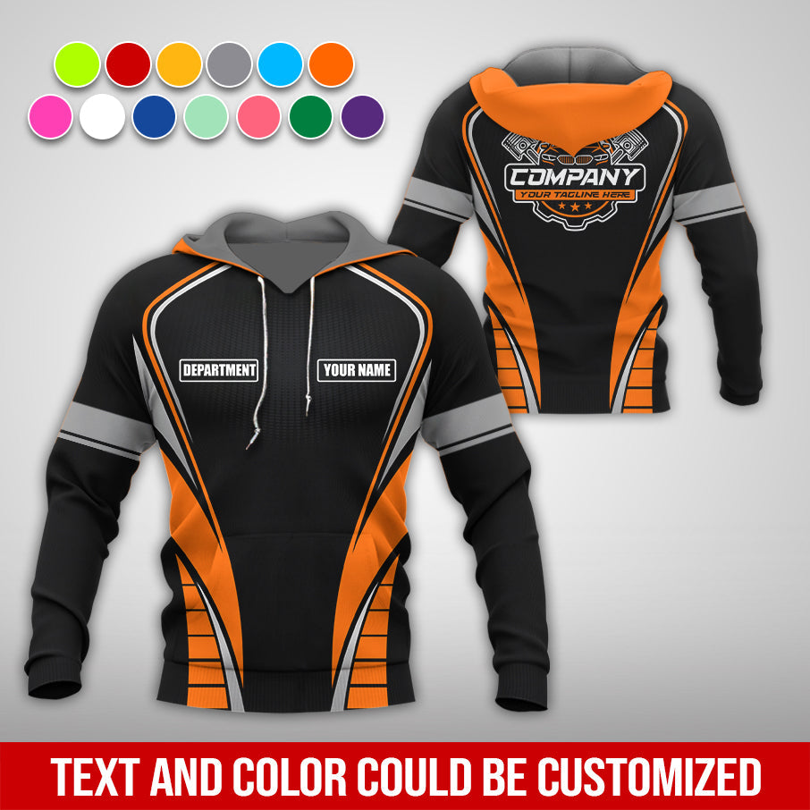 Blisscorners Personalized Mechanic 3D Print Shirt, Orange Mechanic Work Shirt, Gift Idea for Auto Technicians, Comfortable Fit for Men and Women