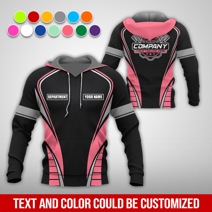 Blisscorners Personalized Mechanic 3D Print Shirt, Neon Pink Mechanic Work Shirt, Gift Idea for Auto Technicians, Comfortable Fit for Men and Women