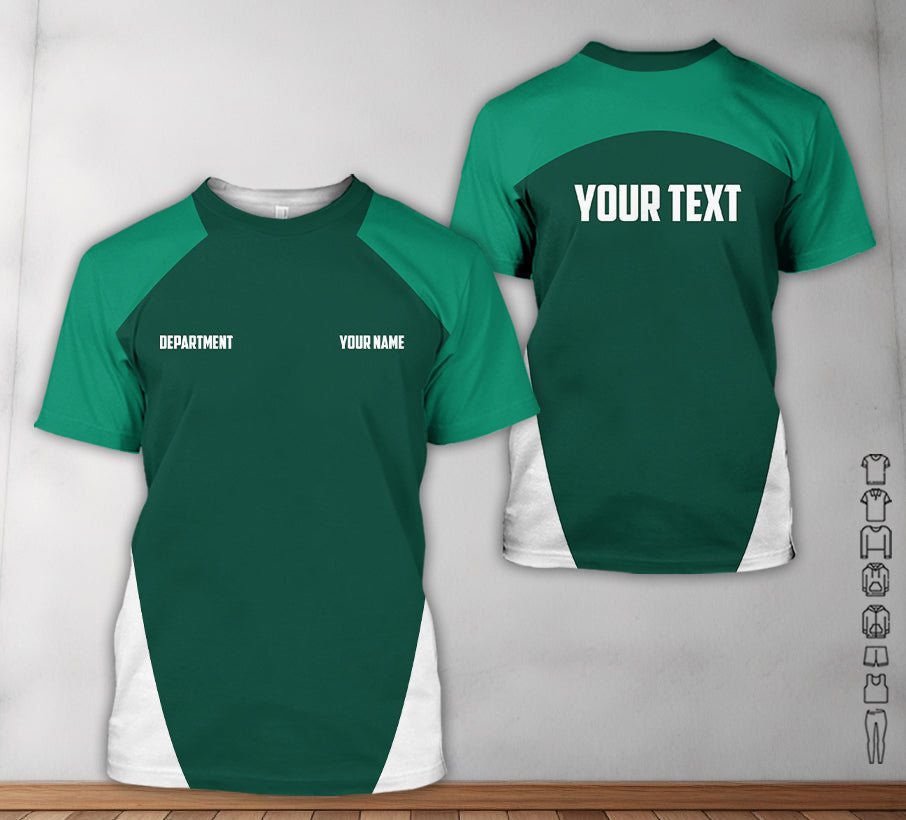 Blisscorners Mechanic Shirt with Custom Name & Department, Gift for Mechanic Dad, Husband or Boyfriend, Green Color, Sizes S to 5XL Available
