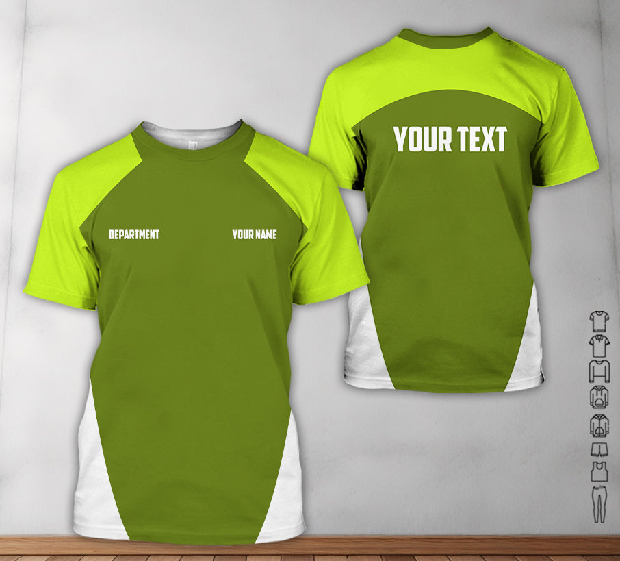 Blisscorners Mechanic Shirt with Custom Name,  Green Workwear Tee, Gift for Mechanic Dad, Husband or Boyfriend