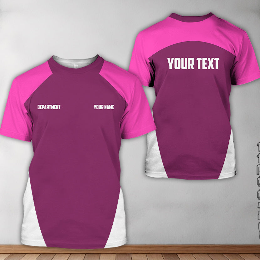 Blisscorners Custom Mechanic Work Shirt with Name &amp; Department, Personalized Uniform Pink Shirt, Apparel Clothing for Men