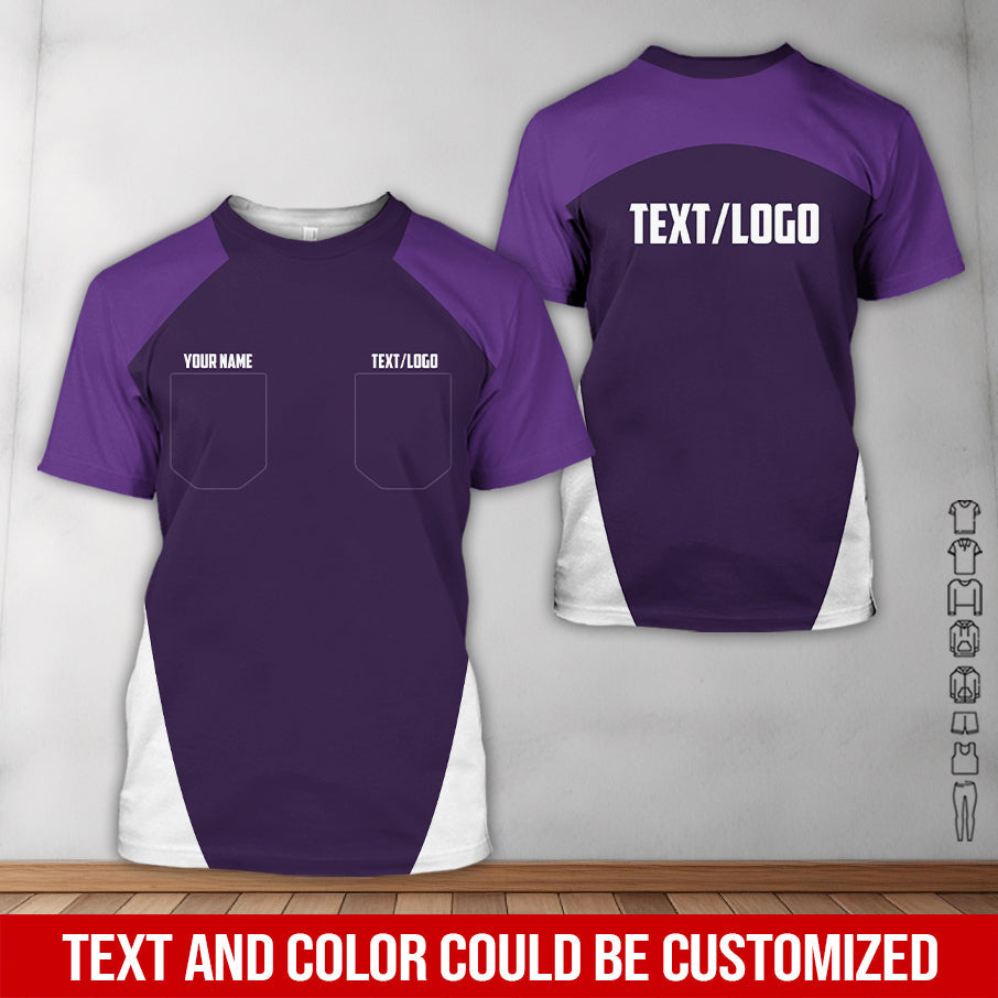 Blisscorners Custom Name Mechanic Shirt in Purple, Unisex Work Shirt for Car Technicians, Great Gift for Him, Available in Sizes S to 5XL
