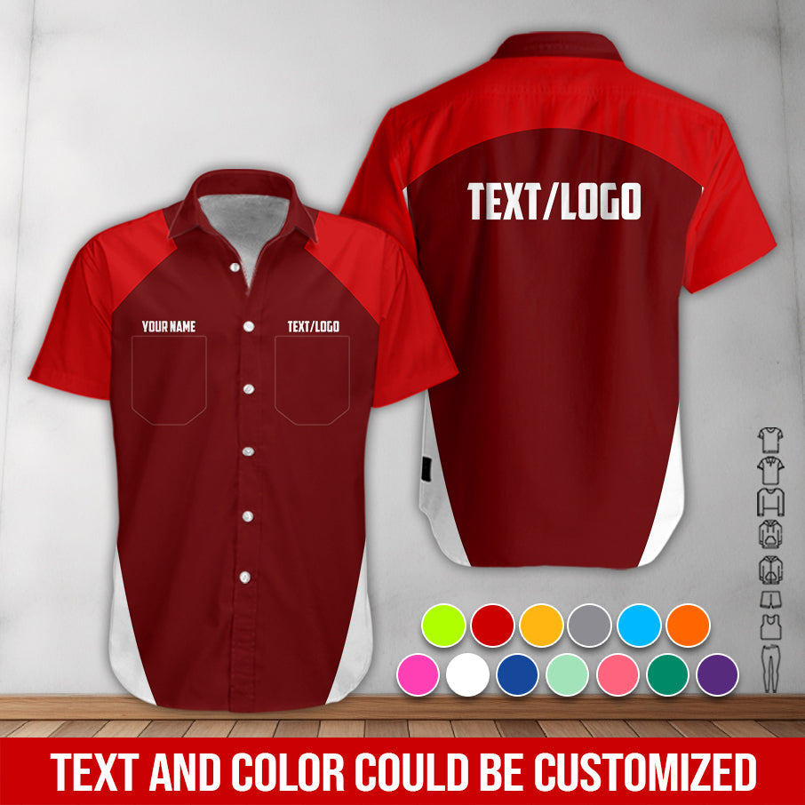 Blisscorners Custom Name Mechanic Shirt in Red, Unisex Work Shirt for Car Technicians, Great Gift for Him, Available in Sizes S to 5XL