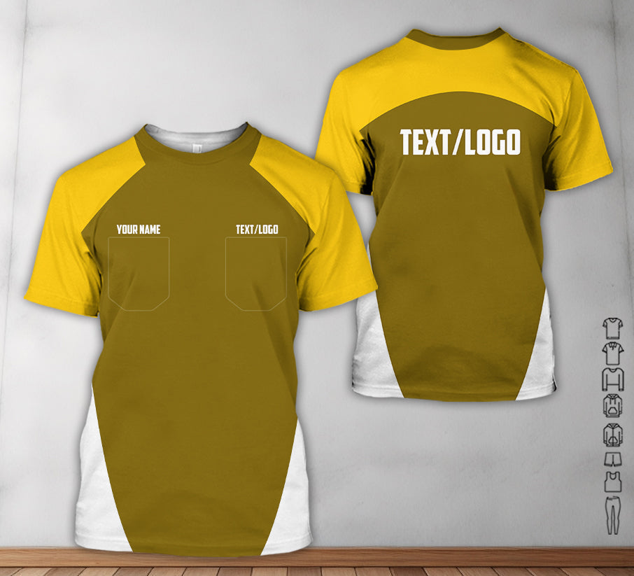 Blisscorners Custom Name Mechanic Shirt in Yellow, Unisex Work Shirt for Car Technicians, Great Gift for Him, Available in Sizes S to 5XL
