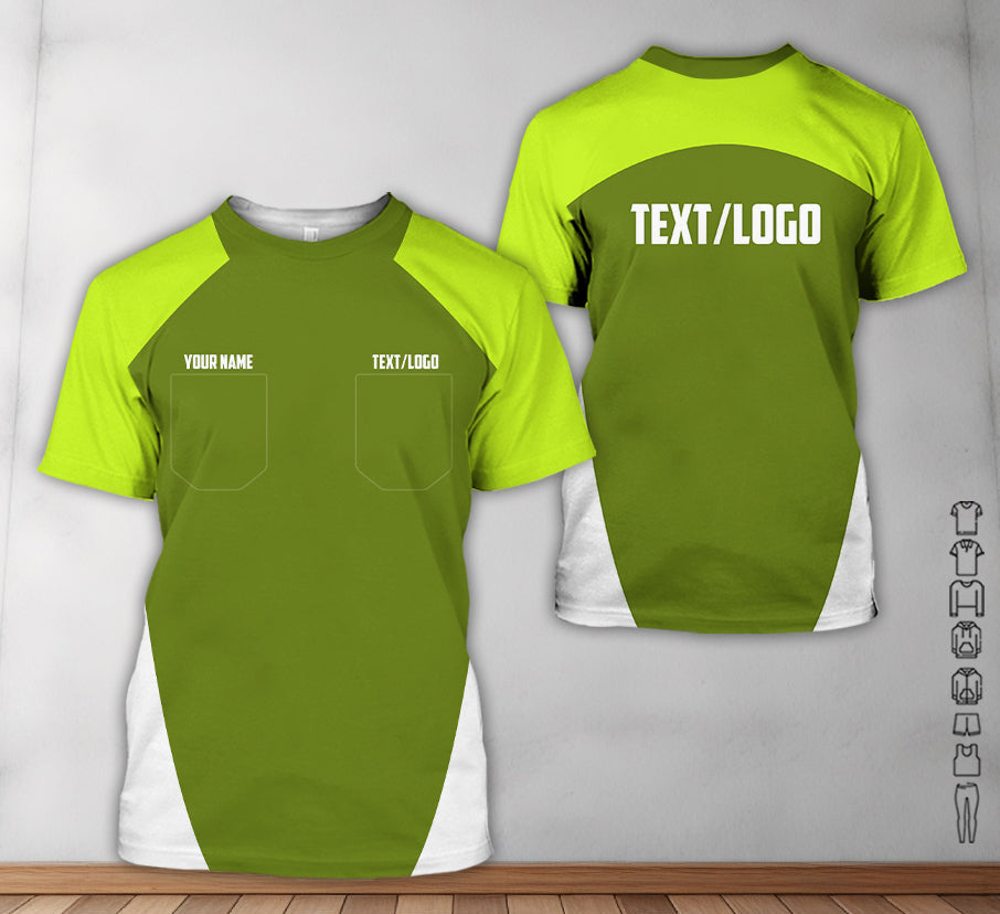Blisscorners Custom Name Mechanic Shirt in Yellow Green, Printed Pocket Shirt, Unisex Work Shirt for Car Technicians, Great Gift for Him, Available in Sizes S to 5XL