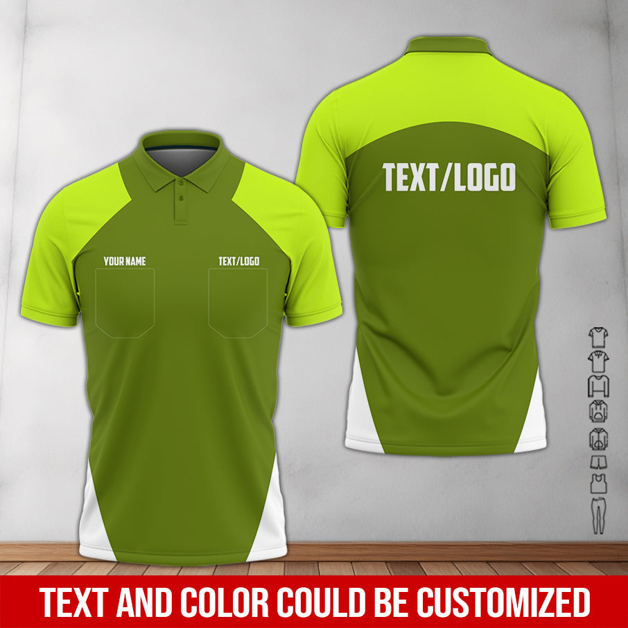Blisscorners Custom Name Mechanic Shirt in Yellow Green, Printed Pocket Shirt, Unisex Work Shirt for Car Technicians, Great Gift for Him, Available in Sizes S to 5XL