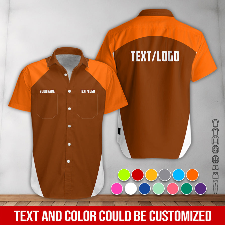 Blisscorners Custom Name Mechanic Shirt in Orange, Unisex Work Shirt for Car Technicians, Great Gift for Him, Available in Sizes S to 5XL