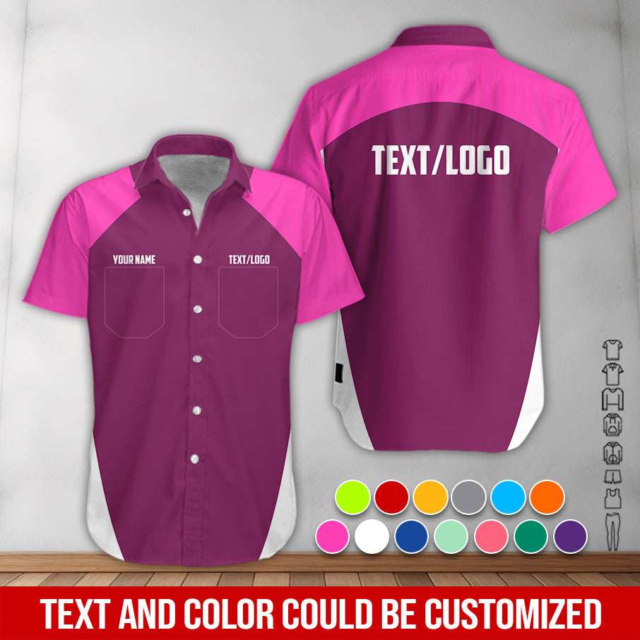 Blisscorners Custom Name Mechanic Shirt in Pink, Unisex Work Shirt for Car Technicians, Great Gift for Him, Available in Sizes S to 5XL