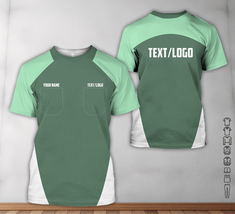 Blisscorners Custom Name Mechanic Shirt in Seafoam, Unisex Work Shirt for Car Technicians, Great Gift for Him, Available in Sizes S to 5XL