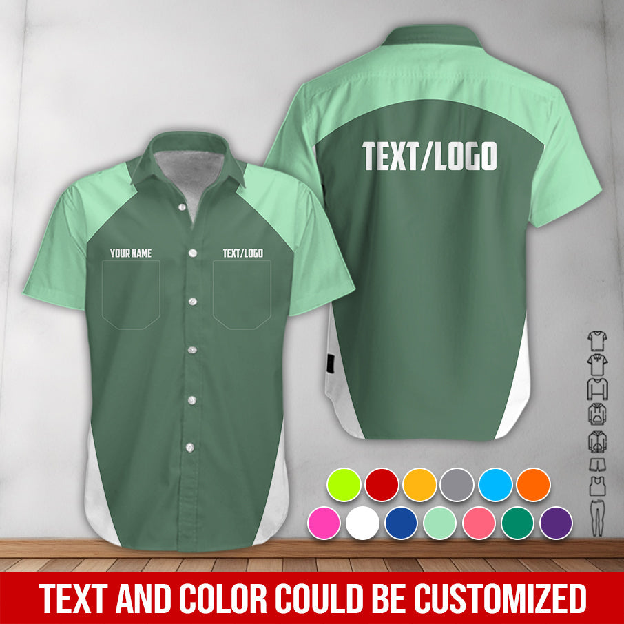 Blisscorners Custom Name Mechanic Shirt in Seafoam, Unisex Work Shirt for Car Technicians, Great Gift for Him, Available in Sizes S to 5XL
