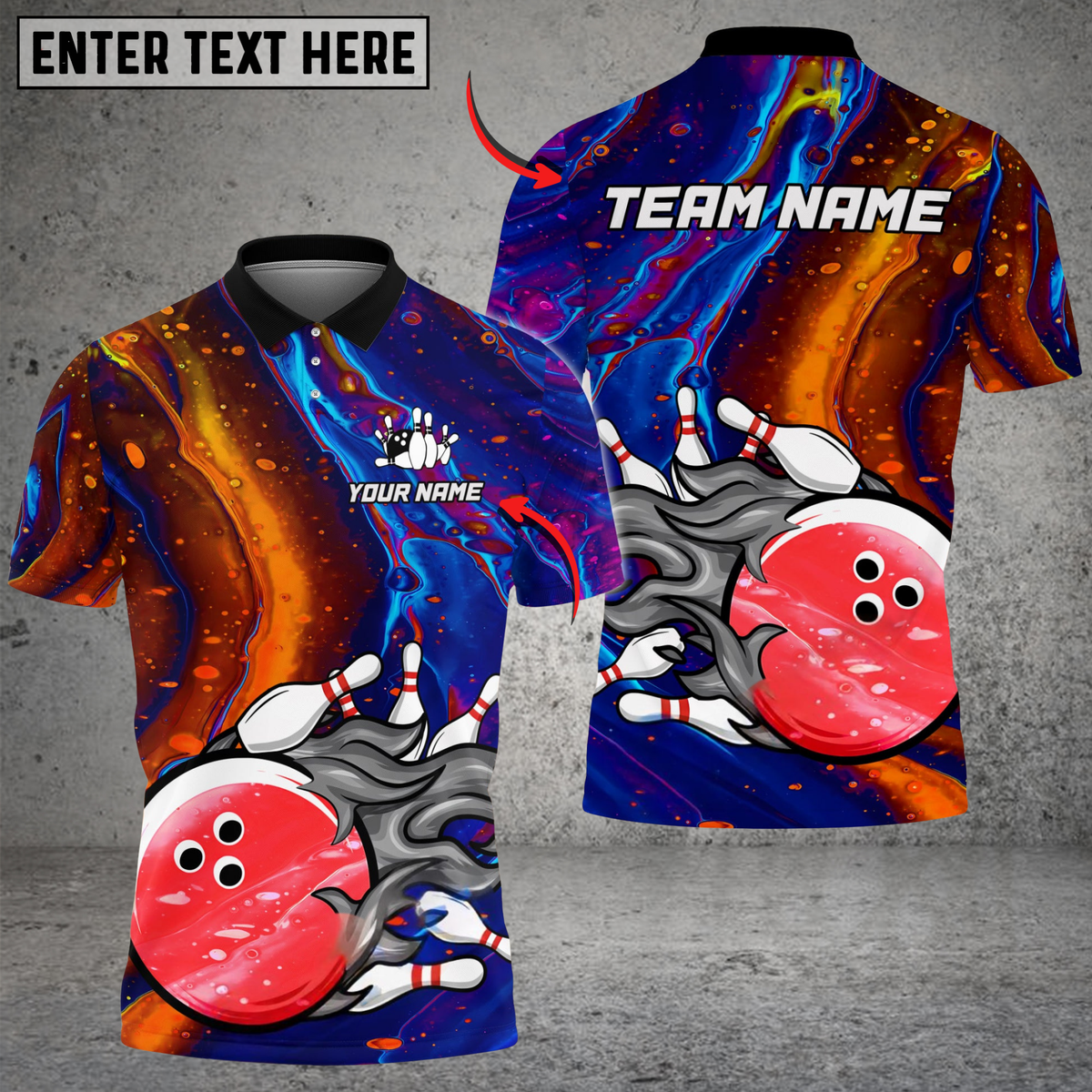 Blisscorners Bowling And Pins Galaxy Flame Customized Name, Team Name 3D Shirt5