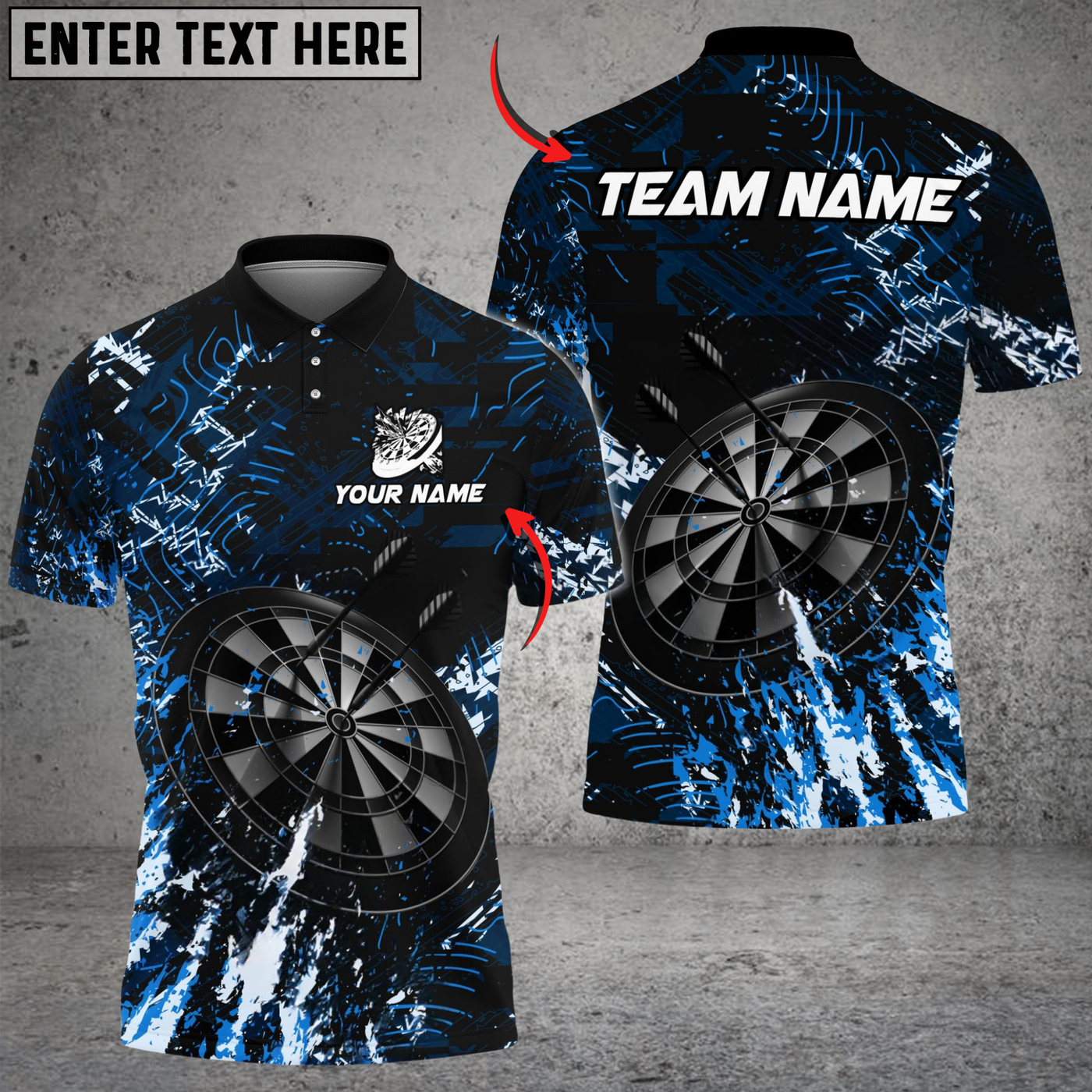 Blisscorners Darts Dark Grunge Multicolor Customized Name, Team Name 3D Shirts